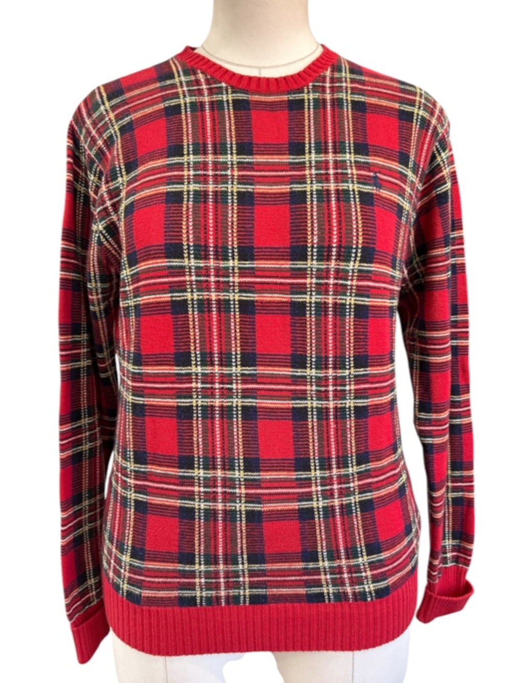 80’s Ralph Lauren plaid/tartan crewneck sweater red blue size medium